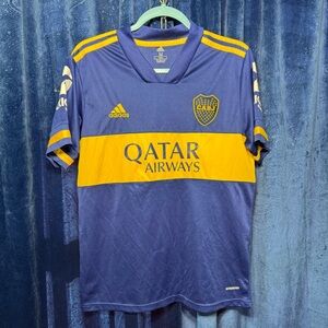 Boca Jrs CABJ Adidas Navy and Gold Soccer Jersey